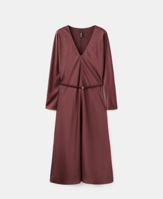 Women's Belted V-Neck Dress