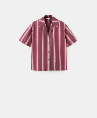 Women's Short-Sleeve Striped Pajama Shirt