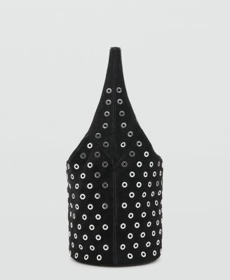 Women's Eyelets Detail Leather Drawstring Bag