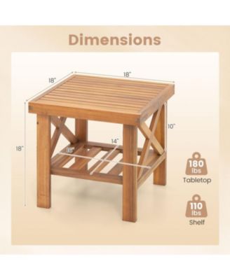 Small Space Outdoor Side Table with Built-In Storage Shelf