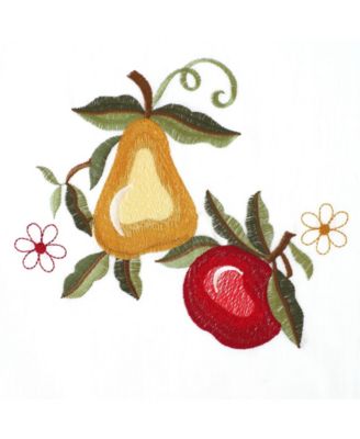 Embroidered Fruit Medley 3 Piece Cafe Rod Pocket Kitchen Curtain And Valance Set