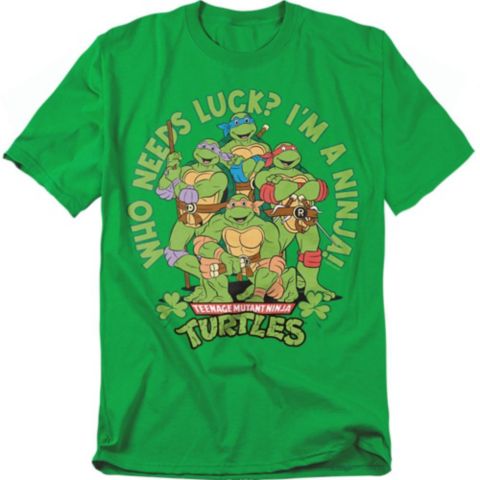 Мужская футболка Teenage Mutant Ninja Turtles St. Patrick's Day Who Needs Luck, цвет: Зелёный