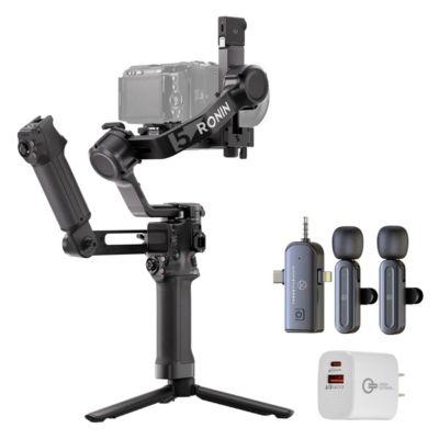 RS 5 Combo Handheld Gimbal Stabilizer + Wireless Microphone Set + USB Wall Charger