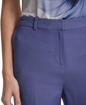 Petite Mid-Rise Zip Closure Wide-Leg Pants