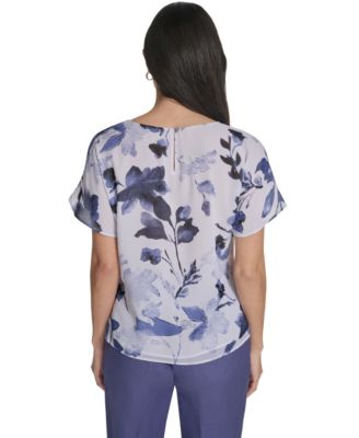 Petite Crew Neck Short-Sleeve Top