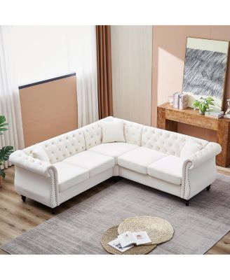 83.5" Oversized L-Shaped Sectional Sofa, 5-Seater Couch with 3 Pillows
