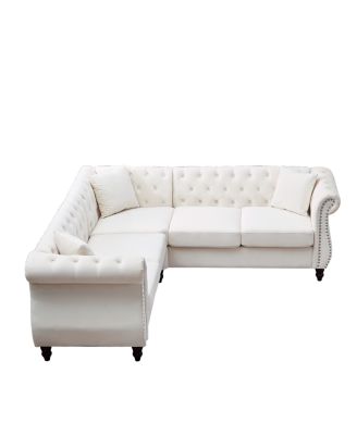 83.5" Oversized L-Shaped Sectional Sofa, 5-Seater Couch with 3 Pillows