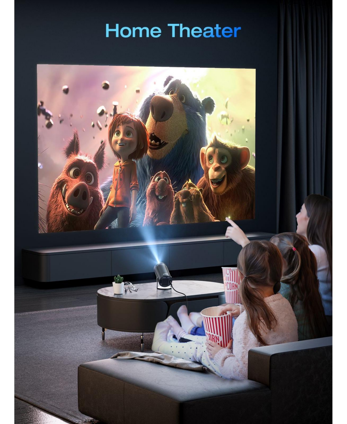 Elephas Mini Projector with WiFi and Bluetooth, 180° Rotation & Auto Keystone, Full Hd 1080P Supported, Portable HY300 Outdoor Movie Projector, C