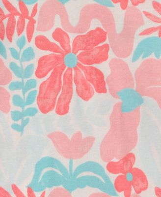 Girls' Toddler 2T-5T Short-Sleeve T-Shirt and Snug-Fit Shorts, 4-Piece Pajama Set