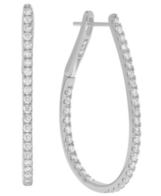 Diamond Oval Hoop Earrings (1 ct. t.w.) in 14k White Gold
