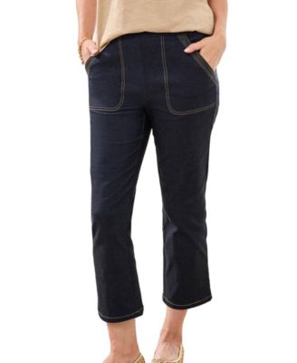 Women's Denim-Look Bengaline Kick Flare Capri Jeans