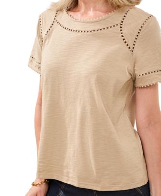 Women's Lace Detail Short-Sleeve Top
