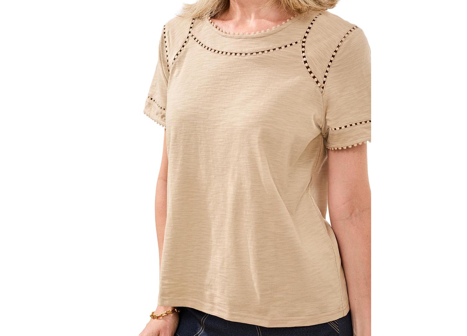 Women's Lace Detail Short-Sleeve Top