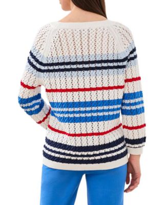 Women's Striped Cotton Crew Neck Sweater