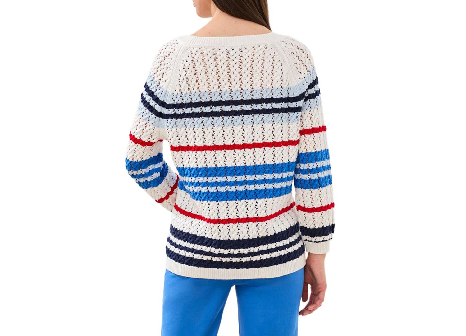Women's Striped Cotton Crew Neck Sweater