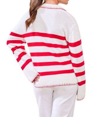 Women's Striped Polo Sweater