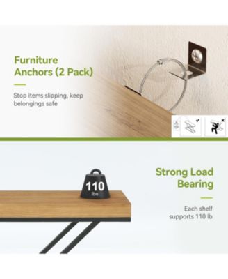 Solid Wood Console Table, 47.2" Industrial Entryway Table with Geometric Metal Frame