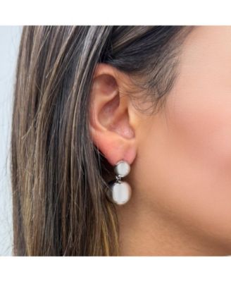 Puffy Round Drop Earrings Sterling Silver