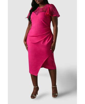 Women's Lace Panel Midi Dress