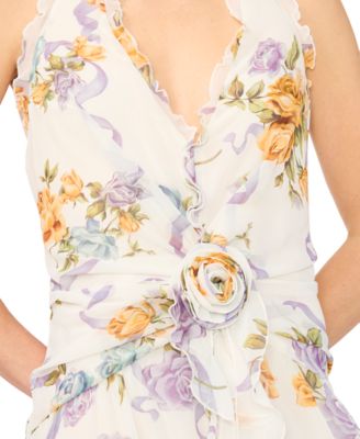 Women's Sleeveless Ruffle Front Maxi Dress