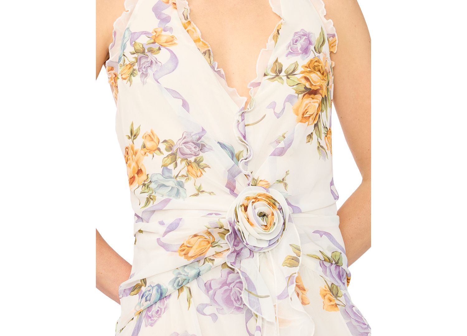 Women's Sleeveless Ruffle Front Maxi Dress