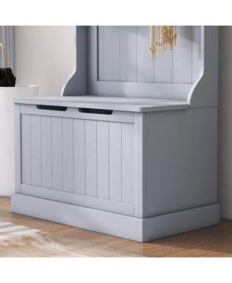 Hall Tree with Bench and Shoe Storage - Coat Rack with 4 Hooks and Flip Top Storage Compartment for Hallway and Entryway