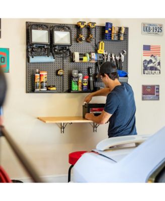 Wakefield Foldable Workbench, Dark Wood Tabletop, Heavy-Duty Table