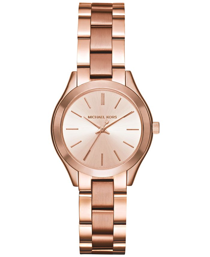 Michael Kors Women's Slim Runway Rose Gold-Tone Stainless Steel Bracelet  Watch 33mm & Reviews - All Watches - Jewelry & Watches - Macy's