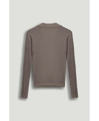 Women's Ribbed Polo Sweater