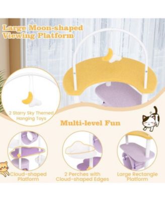  62" Large Cat Tower with Metal Frame & Jumping Platforms, Sturdy Indoor Cat Furniture