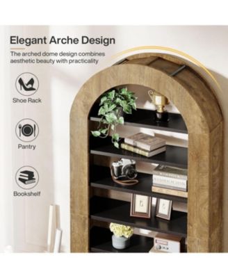 8-Tier Arched Bookshelf, 70.9'' Bookcase with Storage, Modern Bookshelf