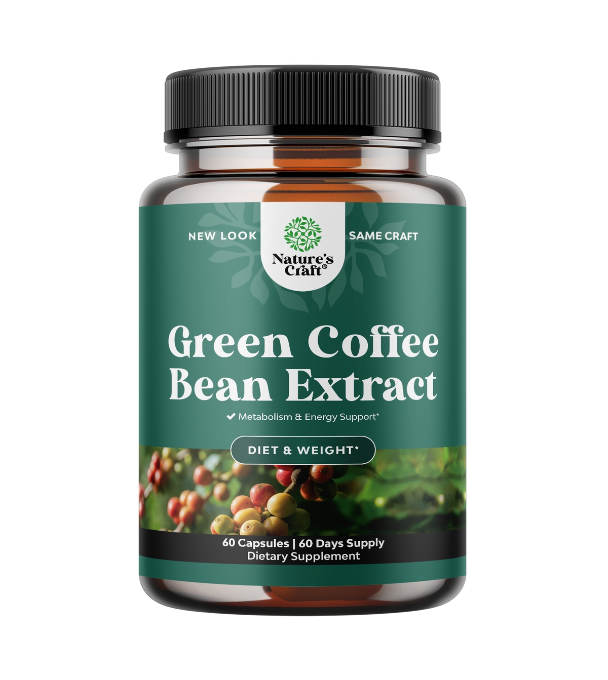 Nature's Craft Raw Coffee Bean Supplement, 60 Count