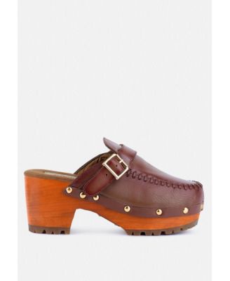 CHOCTAV Womens Handcrafted Leather Clogs