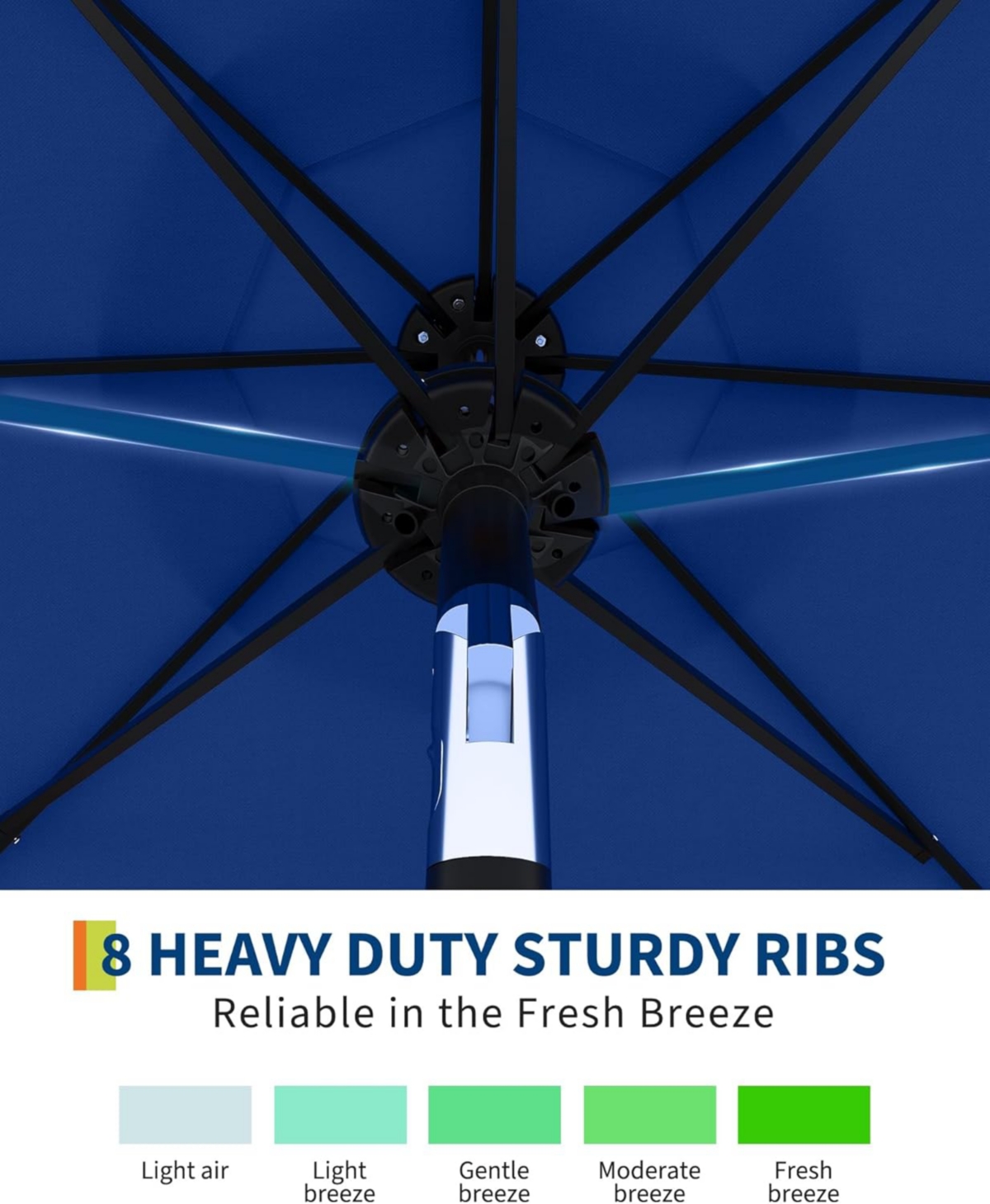 gaomon 9 ft Patio Umbrella with Solar Led Lights, Tilt Crank, 8-Rib Table Umbrella for Outdoor, Deck & Pool