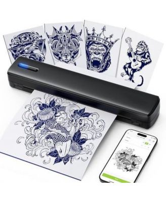 D810 Wireless Thermal Tattoo Printer with 10pcs Tattoo Transfer Papers, Portable Tattoo Machine for Artist & Beginners