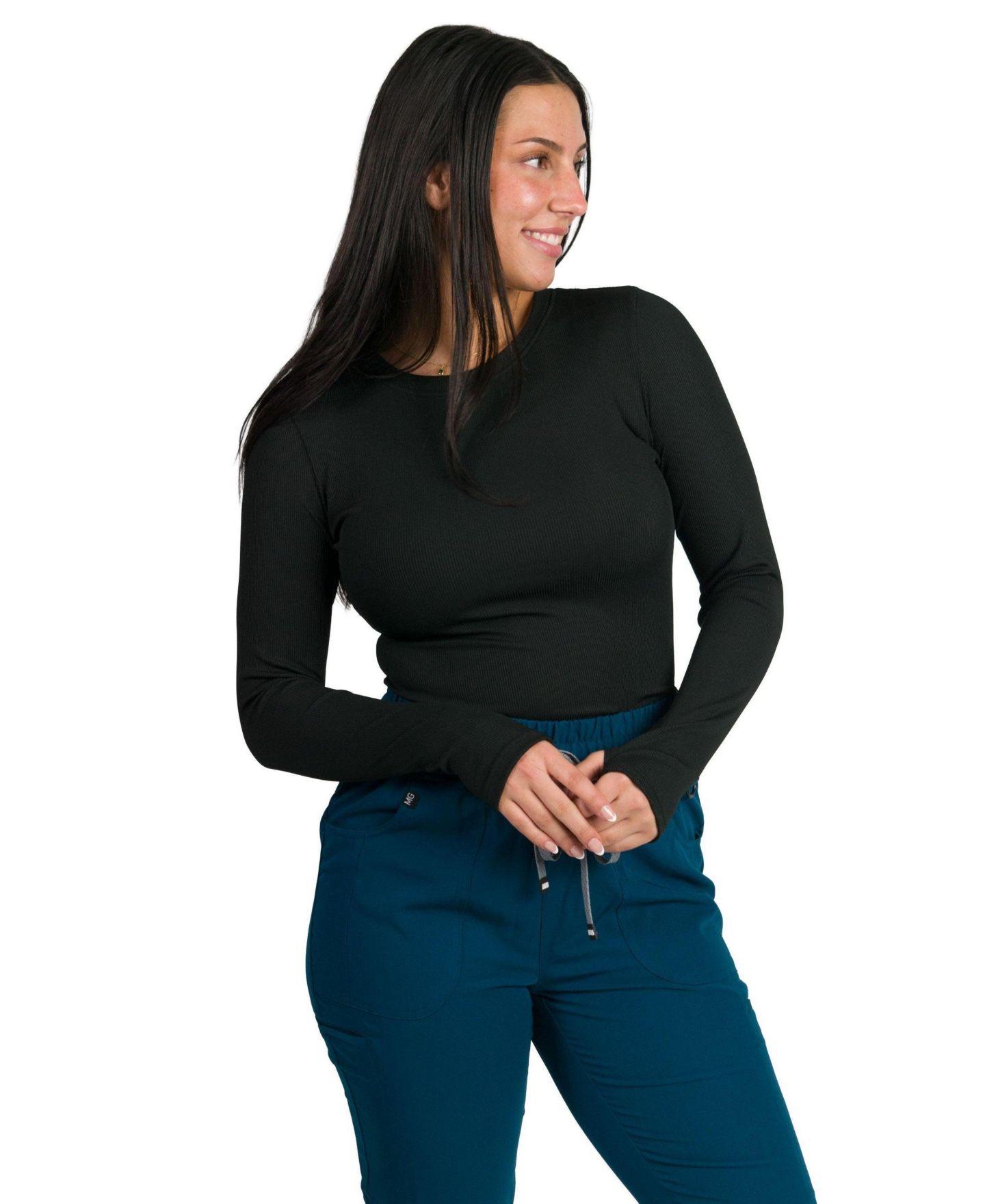 Женские топы Medgear 2-Pack MG-Glide Ribbed Underscrub, цвет: Чёрный — фото 3