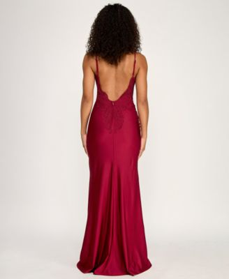 Women's Lace-Up Appliques Long Dress