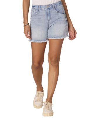 Petite High-Rise Button Closure Denim Shorts