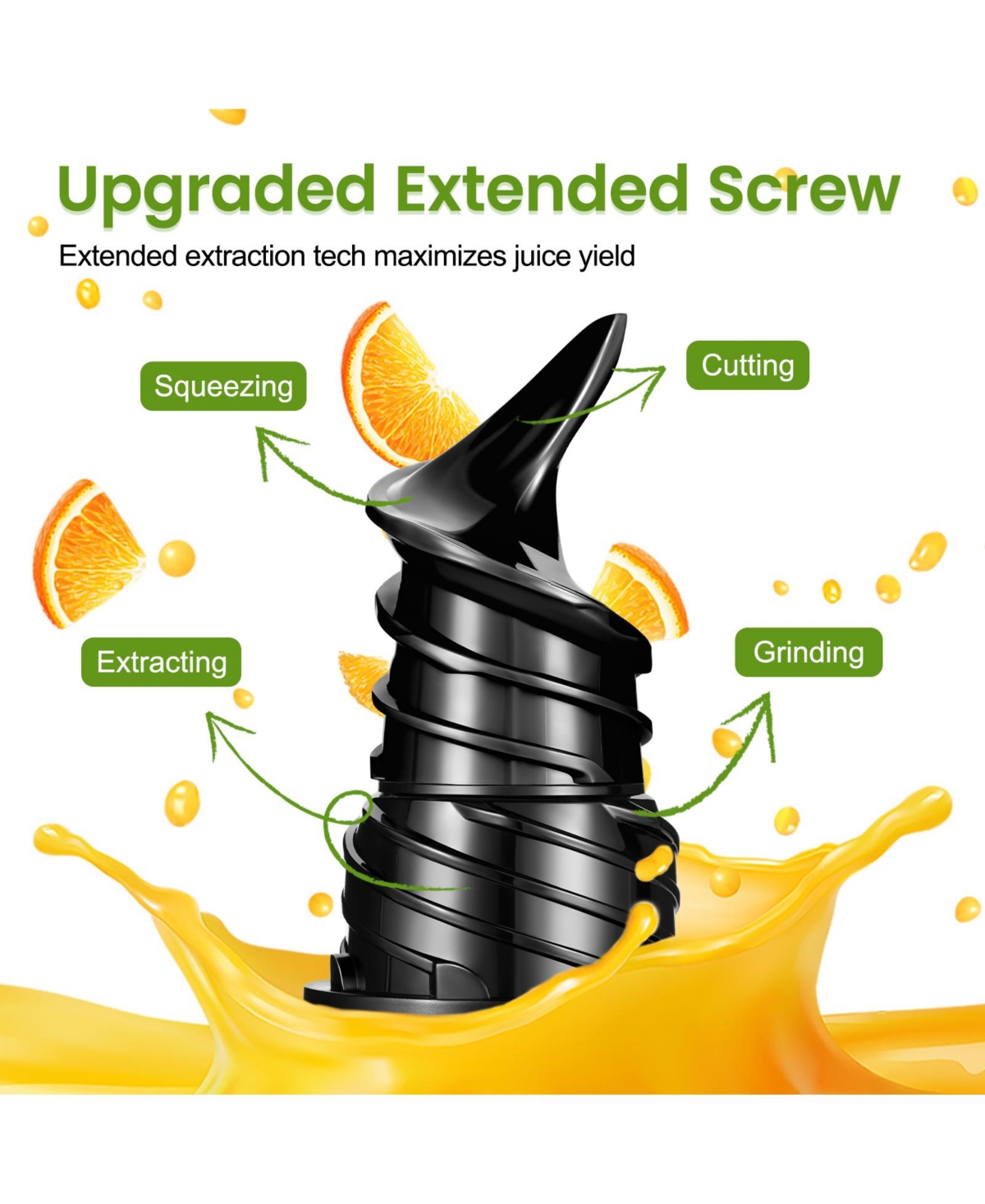 Cold Press Juicer, 4.7" Large Feed Chute Masticating Juicer with Extended Extraction Tech for Fruits & Vegetables