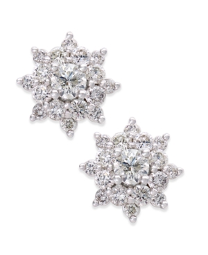 image of Diamond Cluster Stud Earrings (3/4 ct. t.w.) in 14k White Gold