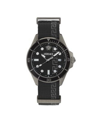 Men's Greca Force IP Gunmetal Case Black Matte Watch, 42mm