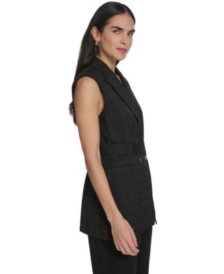 Women's Windowpane Tie-Waist Vest