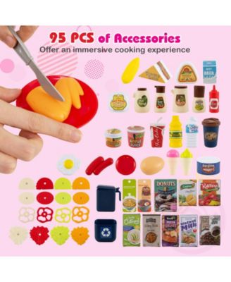 Kids Kitchen Playset Pretend Kitchen with Realistic Lights & Sounds for Interactive Play