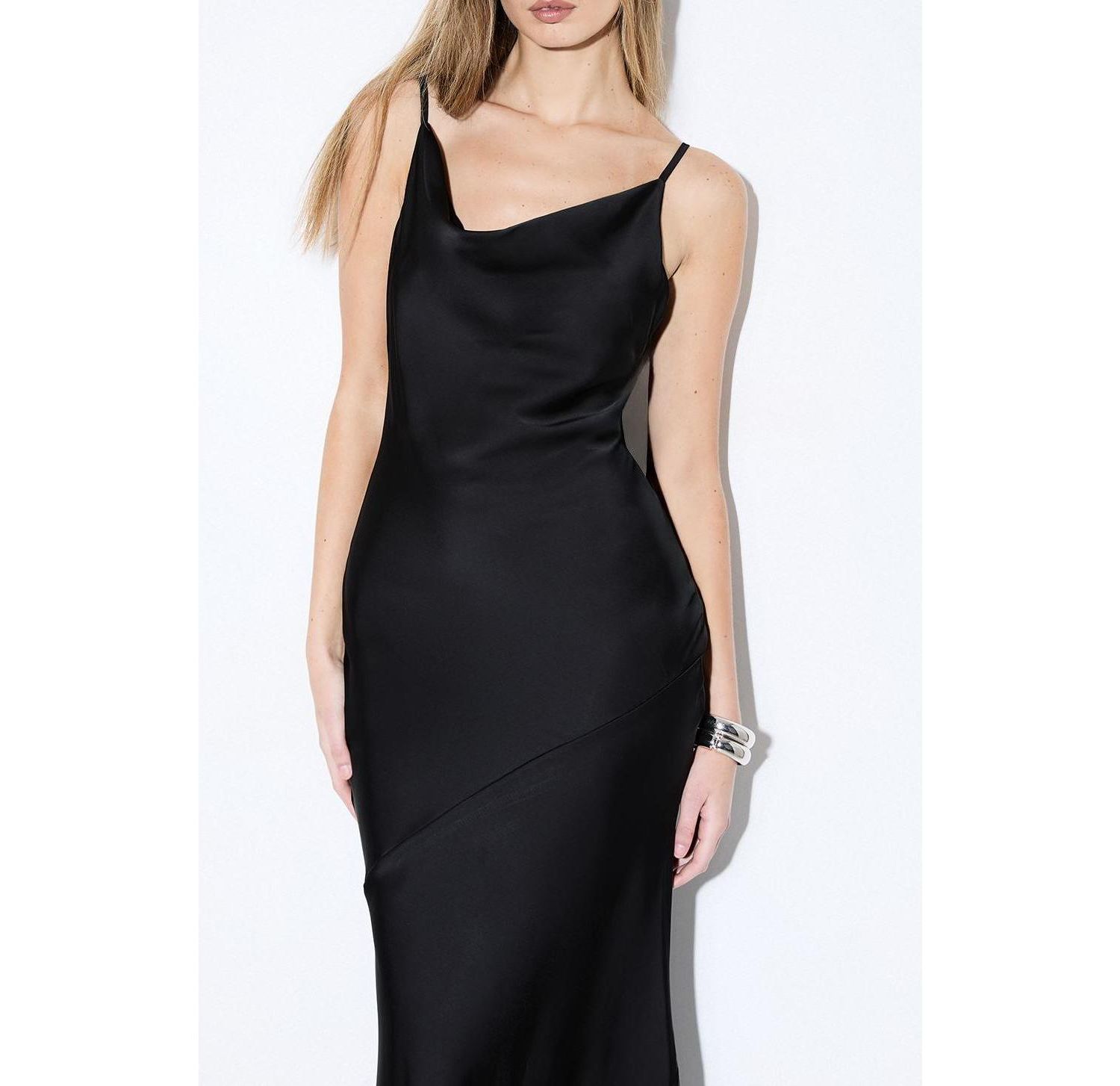 Women's Premium Satin Bow Bridesmaid Dress