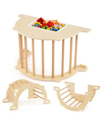 8-in-1 Kids Climbing Arch with Sensory Table and Collapsible Storage Bin, Ages 3