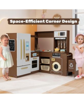 Wooden Outdoor Mud Kitchen for Kids, Play Kitchen Toy for Ages 3–8