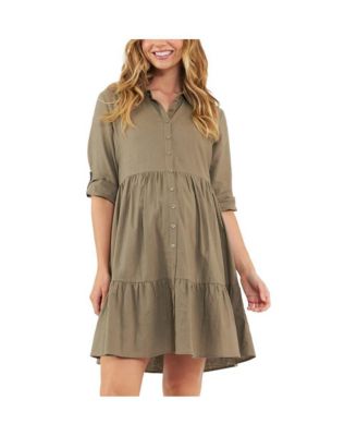 Maternity Ripe Adel Button Linen Dress
