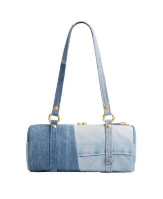 Barrel Small Denim Kisslock Slim Shoulder Bag