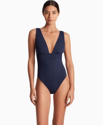 Women's Modern V-Neck Sculpting One-Piece Swimsuit