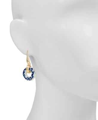 Gold-Tone Plated Circle Drop Earrings